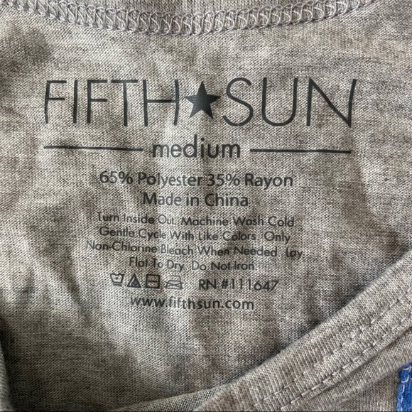 Fifth Sun Gray Tank Top with Flag Pocket. Size Medium. New With Tags. - Picture 4 of 5